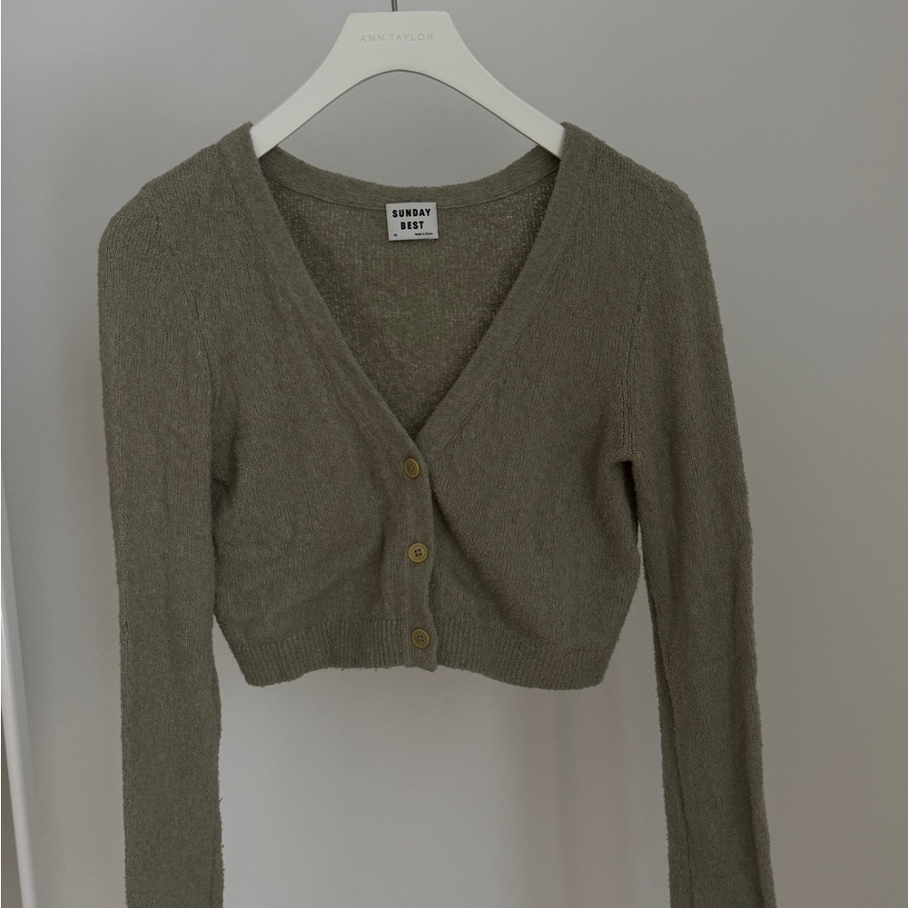 Sunday Best Khaki Button-Up Sweater
